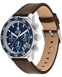 Tommy Hilfiger Men's Chronograph Brown Leather Strap Watch 41mm