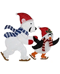 Northlight 41.25" Lighted Ice-Skating Polar Bear and Penguin Outdoor Christmas Decoration