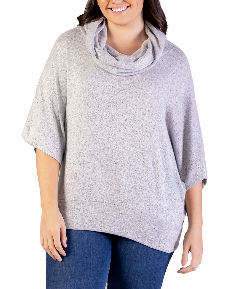 24seven Comfort Apparel Plus Cowl Neck Dolman Sleeve Top