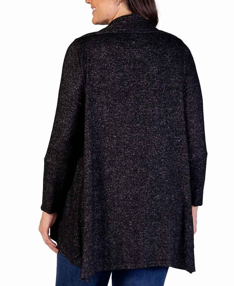 24seven Comfort Apparel Plus Open Front Long Sleeve Cardigan Sweater