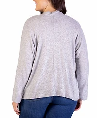 24seven Comfort Apparel Plus Button Front Long Sleeve Cardigan Sweater