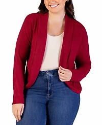 24seven Comfort Apparel Plus Open Front Long Bolero Cardigan Sweater