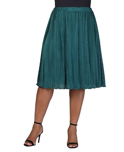 24seven Comfort Apparel Plus Elastic Waistband Party Midi Skirt