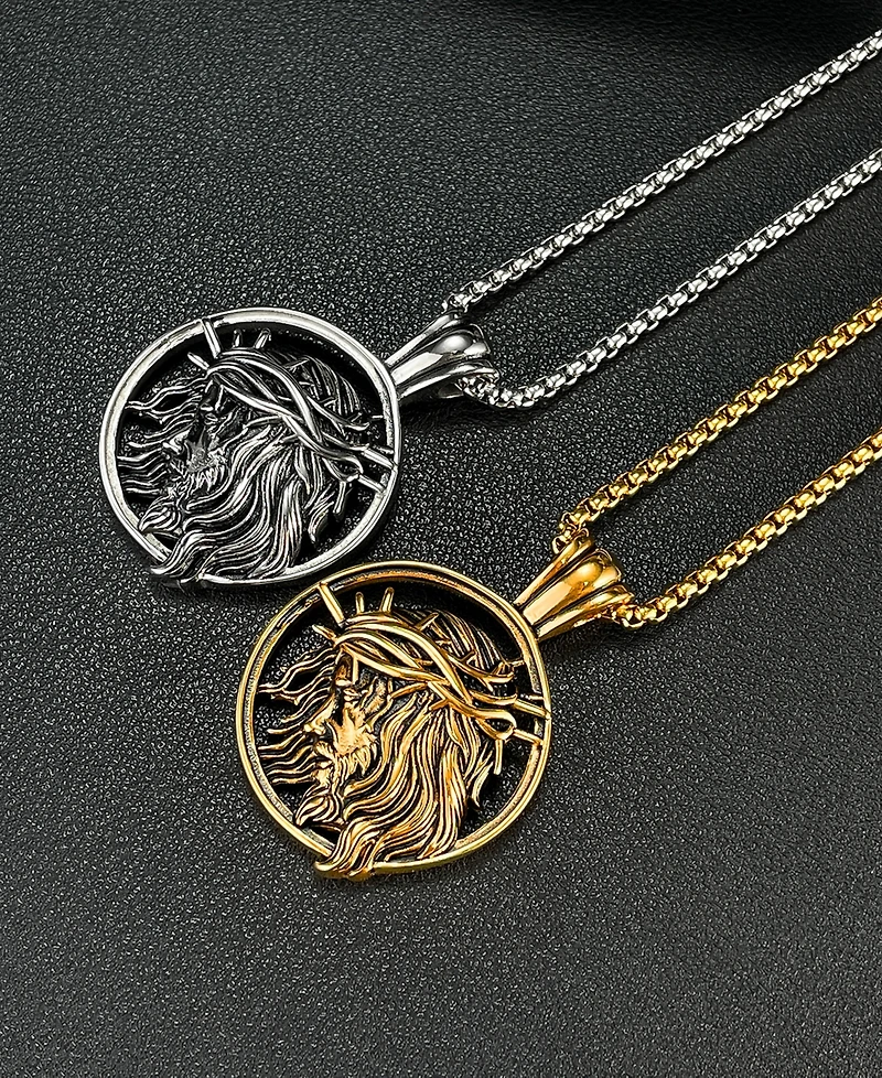 Rhona Sutton Silver Jesus Stainless Steel Pendant Necklace