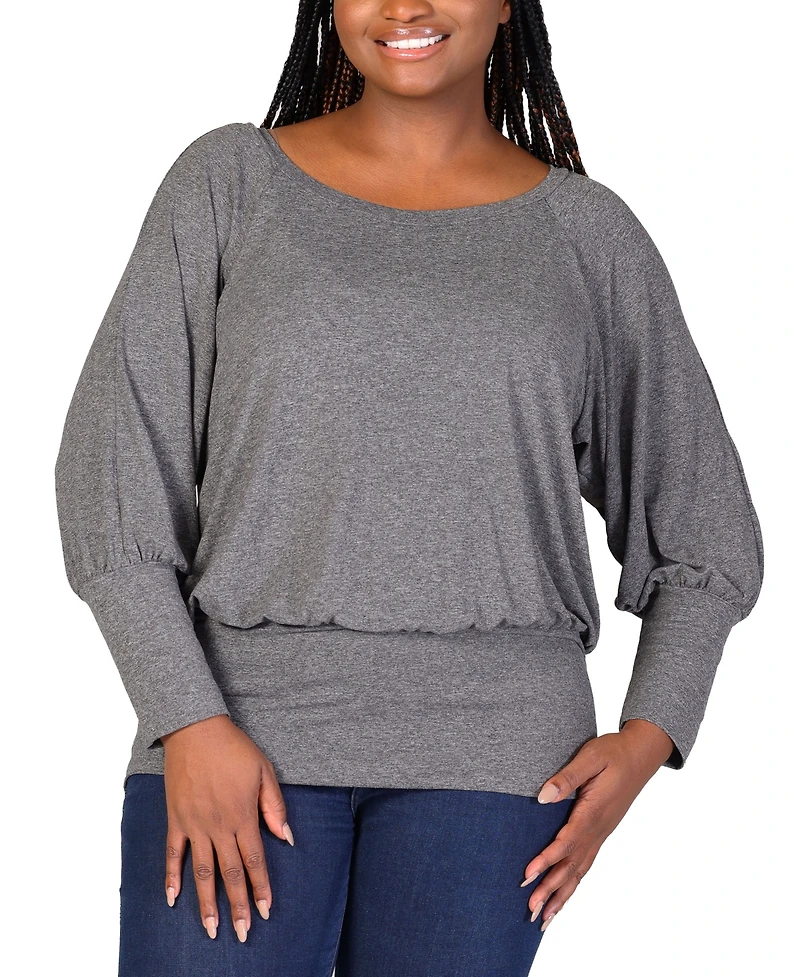 24seven Comfort Apparel Plus Size Round Neck Banded Bottom Top