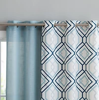 Kate Aurora Coordinating 4 Piece Geometric & Solid Curtain Set - 38 in. W x 96 L, Aqua