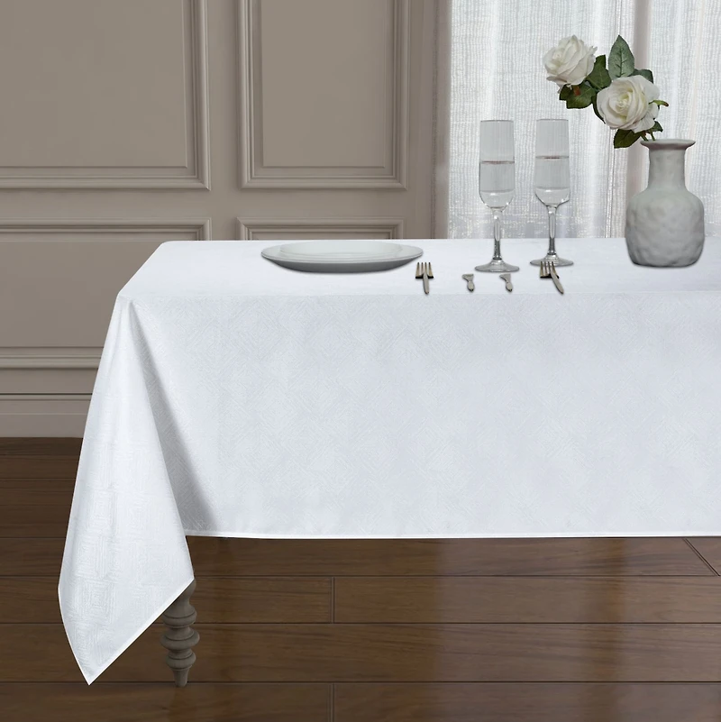 Kate Aurora Diamond Textured Spill And Stain Proof All Purpose Fabric Tablecloth - 60 in. W x 84 L (6-8 Chairs), Spice