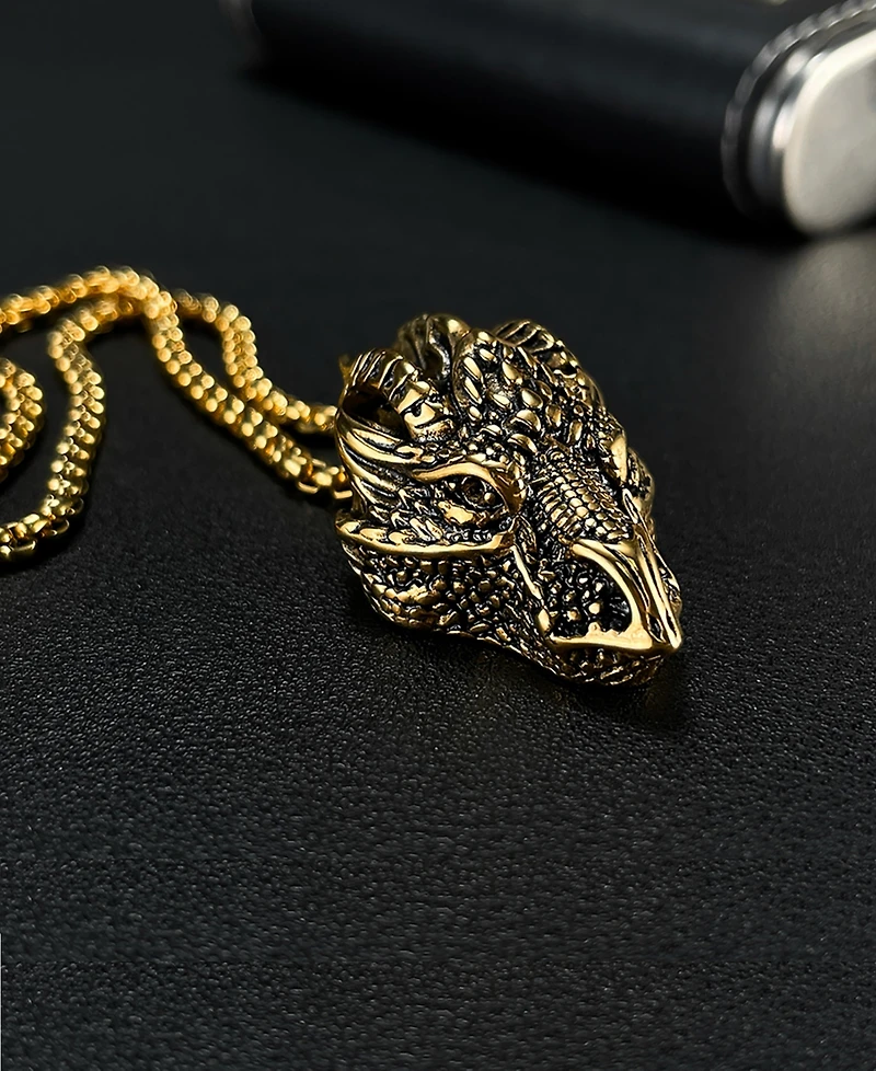 Rhona Sutton Gold Dragon Stainless Steel Pendant Necklace