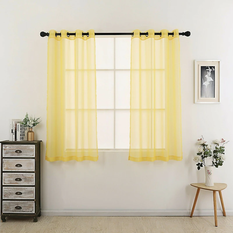 Kate Aurora 2 Piece Designer Sheer Voile Grommet Top Window Curtains