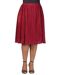 24seven Comfort Apparel Plus Elastic Waistband Party Midi Skirt