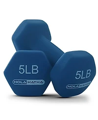 HolaHatha 5, 10, and 15 Lb Neoprene Dumbbell Free Hand Weight Set w/ Rack, Multi
