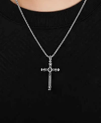 Rhona Sutton Silver Biblical Cross Stainless Steel Pendant Necklace