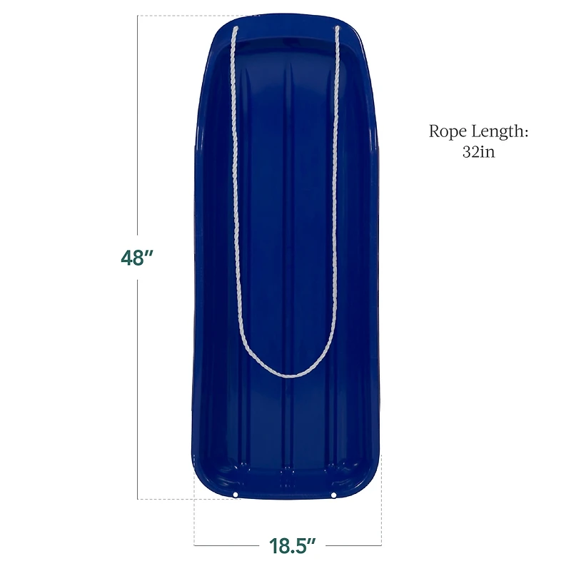 Best Choice Products 48in Kids Outdoor Plastic Sport Toboggan Winter Snow Sled Board Toy w/ Pull Rope
