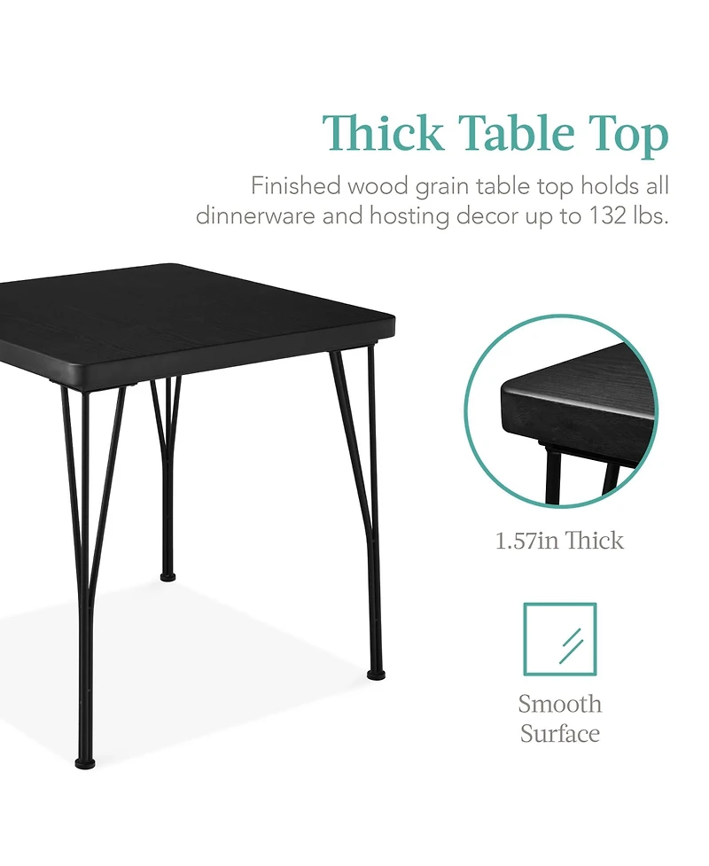 Best Choice Products 3-Piece Indoor Metal Wood Square Dining Table, Furniture Set w/ 2 Chairs