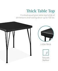 Best Choice Products 3-Piece Indoor Metal Wood Square Dining Table, Furniture Set w/ 2 Chairs
