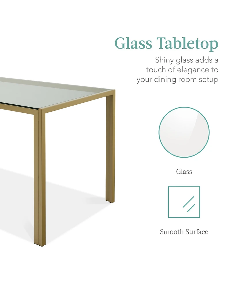 Best Choice Products 5-Piece Kitchen Dining Table Set w/ Glass Tabletop, 4 Faux Leather Chairs