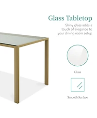 Best Choice Products 5-Piece Kitchen Dining Table Set w/ Glass Tabletop, 4 Faux Leather Chairs