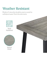 Best Choice Products 6-Person Indoor Outdoor Patio Rustic Acacia Wood Picnic Dining Table w/ Metal Legs