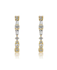 Sterling Silver Cubic Zirconia C-Hoop Earrings White Gold Plated or 14K