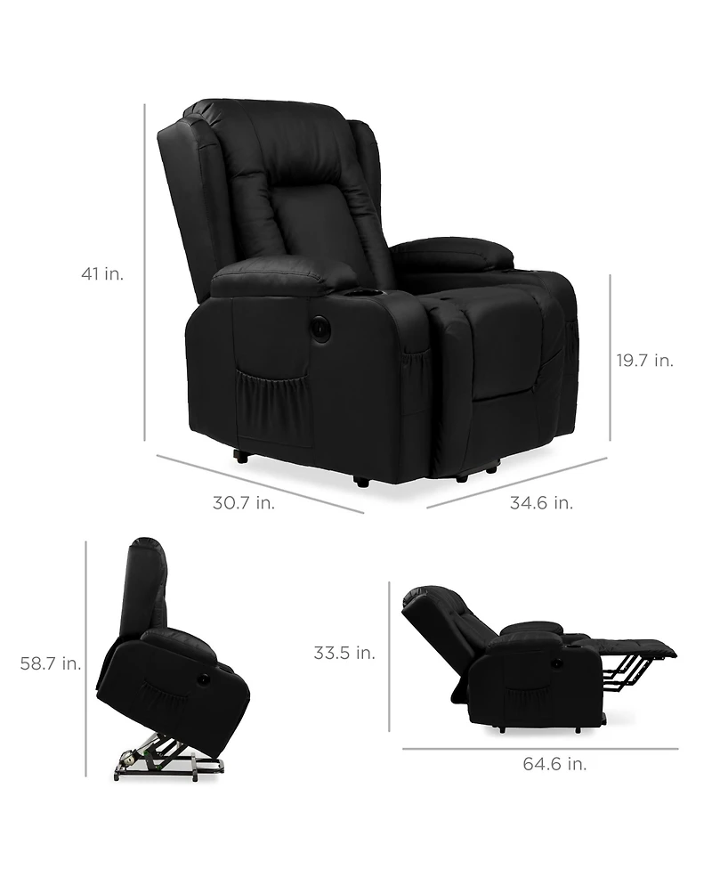 Best Choice Products Electric Power Lift Recliner Massage Chair Furniture w/ Usb Port, Heat, Cupholders