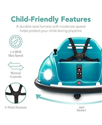 Best Choice Products 6V Kids Ride On Bumper Car Toy w/ Remote Control, Harness, Lights, 360 Degree Spin