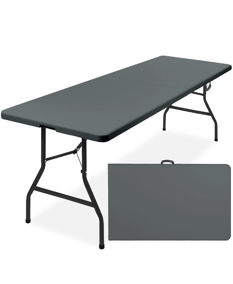 Best Choice Products 8ft Plastic Folding Table, Indoor Outdoor Heavy Duty Portable w/ Handle, Lock for Picnic