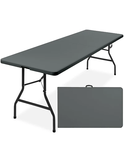 Best Choice Products 8ft Plastic Folding Table, Indoor Outdoor Heavy Duty Portable w/ Handle, Lock for Picnic