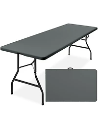 Best Choice Products 8ft Plastic Folding Table, Indoor Outdoor Heavy Duty Portable w/ Handle, Lock for Picnic