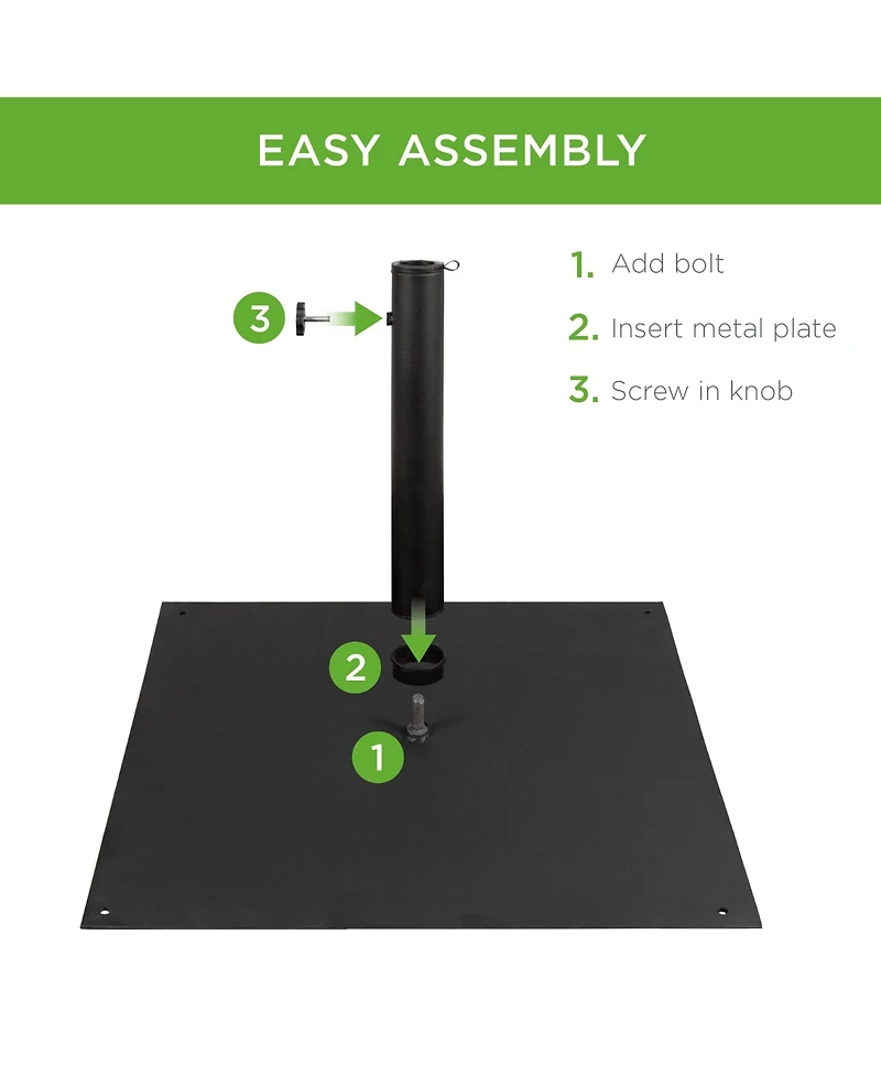 Best Choice Products 38.5lb Steel Umbrella Base, Square Patio Stand w/ Tightening Knob and Anchor Holes - Black