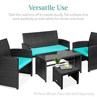 Best Choice Products Set of 2 Multipurpose Patio Wicker Ottomans w/ Removable Cushions, Steel Frame