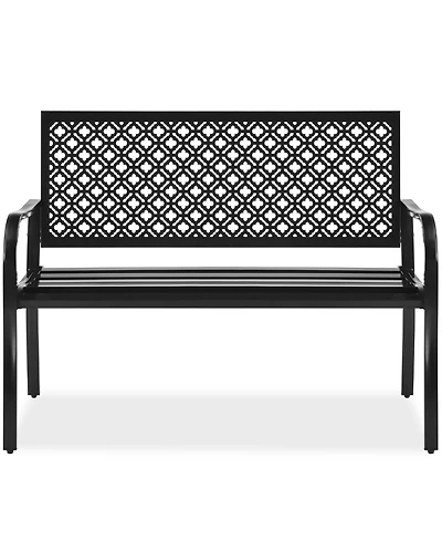Best Choice Products Indoor Outdoor Steel Garden Bench w/ Geometric Backrest