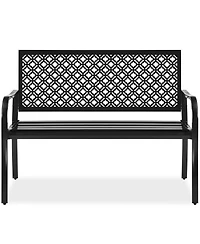 Best Choice Products Indoor Outdoor Steel Garden Bench w/ Geometric Backrest