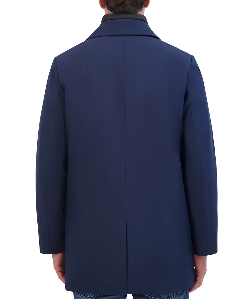 Kenneth Cole Men's Rain Tech Jacket with Quilted Full-Zip Bib