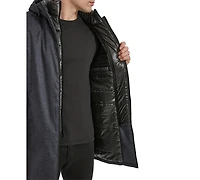 Kenneth Cole Men's Water-Resistant Hooded Stadium Coat with Removable Puffer Bib