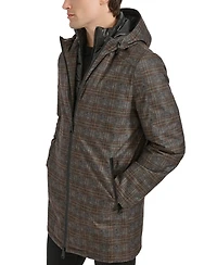Kenneth Cole Men's Water-Resistant Hooded Stadium Coat with Removable Puffer Bib