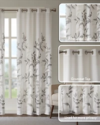 Cecily Burnout Printed Sheer Window Curtain, 84 inches long Single Sheer Curtain Panel, Width 50 curtains sheer for Bedroom and Living Room, Easy To H