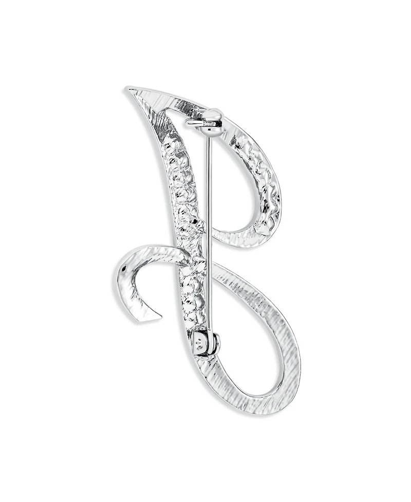 Bling Jewelry Large Statement Abc Pave Crystal Letters Alphabet Initial Scarf Lapel Pin Brooch Silver Plated