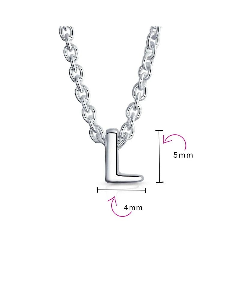 Bling Jewelry Tiny Block Letter Alphabet Initial A-z Dainty Pendant Necklace .925 Sterling Silver