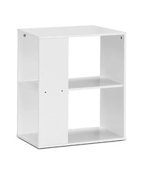 Gymax 2-Tier Side Sofa End Table Bedside Nightstand Table Brown Home
