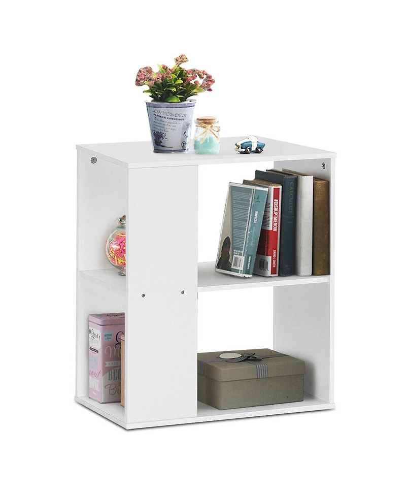 Gymax 2-Tier Side Sofa End Table Bedside Nightstand Table Brown Home