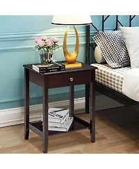 Gymax 2PCS Nightstand Sofa Side End Table Bedroom Living Room w/ Shelf Drawer