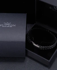 Rhona Sutton Black Rolo Chain with Black Wax Cord Stainless Steel Bracelet