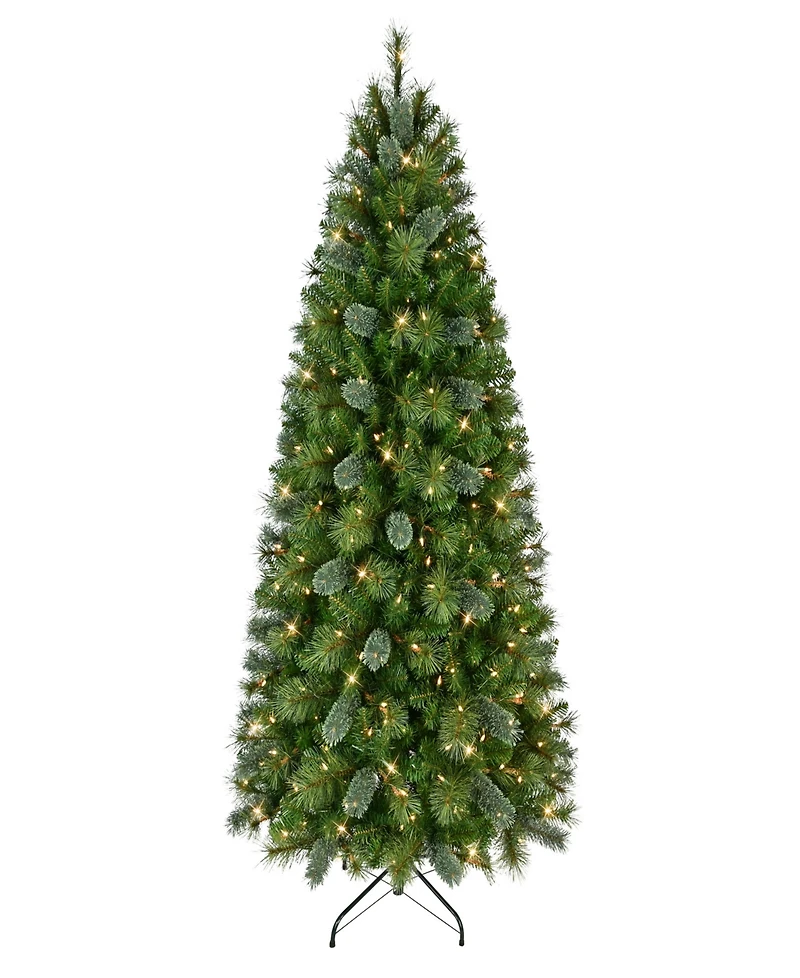 Puleo 6.5' Pre-Lit Slim Teton Pine Artificial Christmas Tree