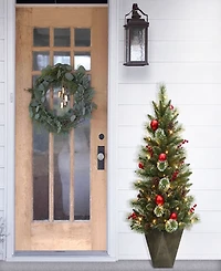 Puleo 4" Pre-Lit Potted Artificial Adorned Christmas Tree