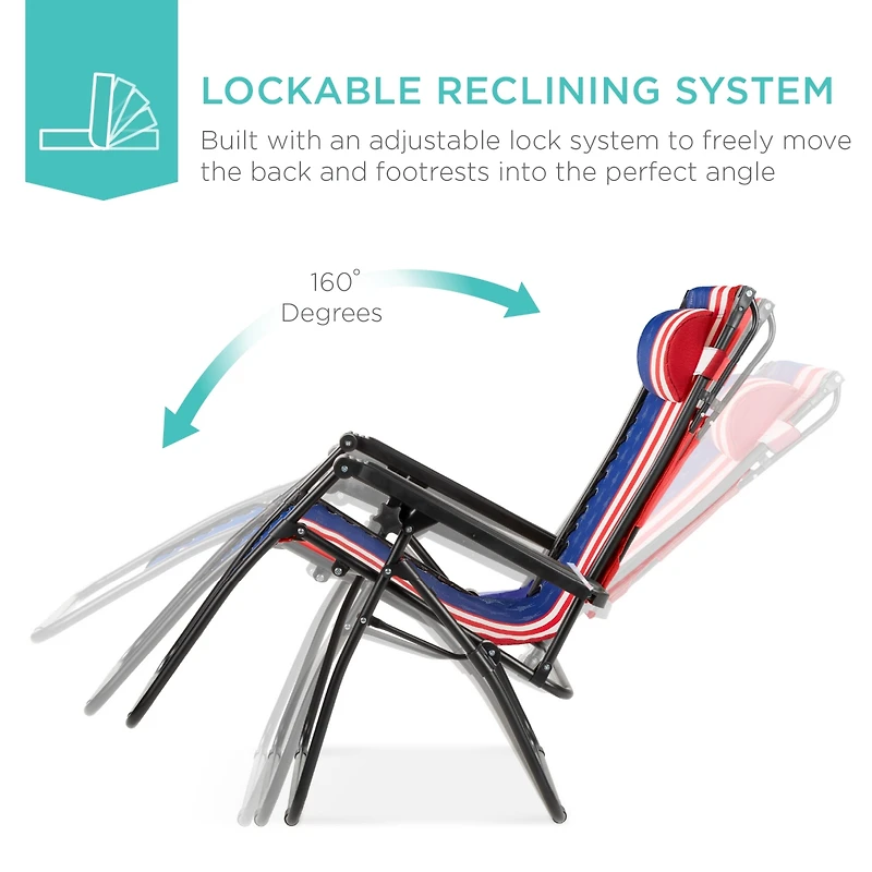 Best Choice Products Folding Zero Gravity Recliner Patio Lounge Chair w/ Canopy Shade, Headrest