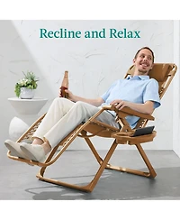 Best Choice Products Monochromatic Zero Gravity Chair, Folding Patio Recliner w/Side Tray, Headrest
