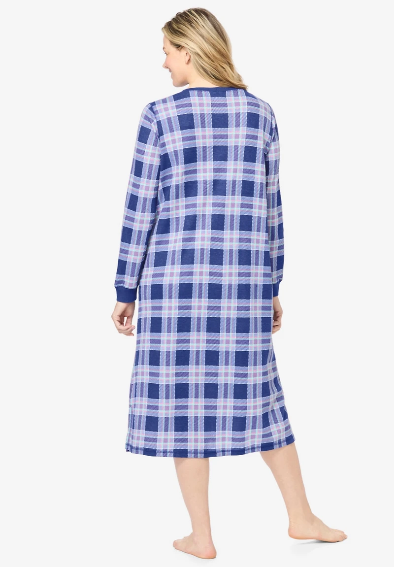 Dreams & Co. Women's Plus Thermal Henley Nightgown