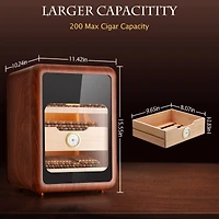 Jinjunye Cigar Humidors Cabinet for 200 Cigars, Cigar humdiidor Box with Digital Hygrometer, Spanish Cedar Lining 2 Shelves 1 Drawer Cabinet Humidor f
