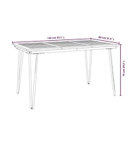vidaXL Patio Table with Hairpin Legs 55.1"x31.5"x29.5" Solid Wood Acacia