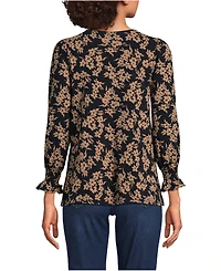 Lands' End Women's 3/4 Sleeve Lightweight Jersey Button Front Top